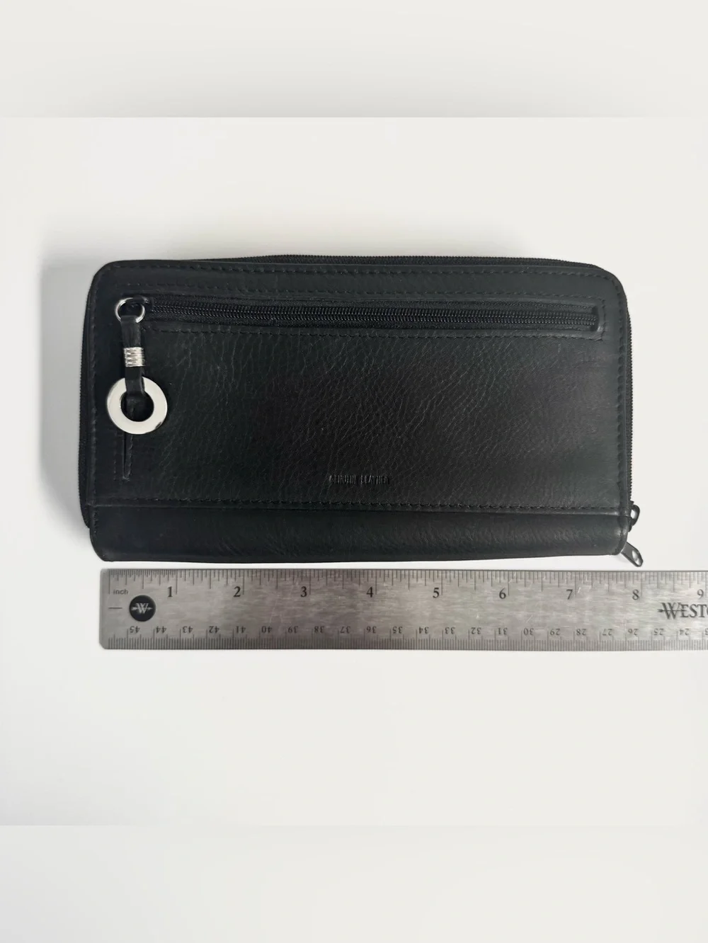 Multi-Pocket Leather Wallet for Women Black Pebbled EUC